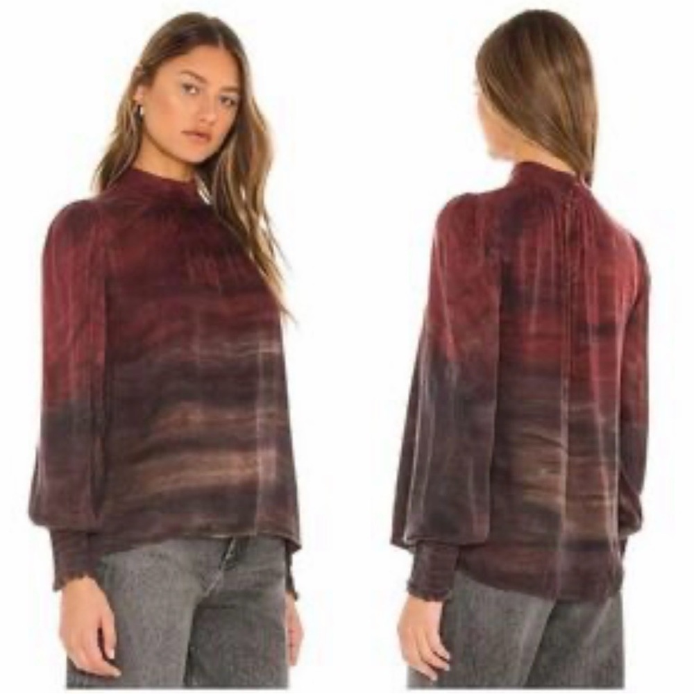 Cloth & Stone x Anthropologie Horizon Dye Mock Neck Blouse Size Medium.
